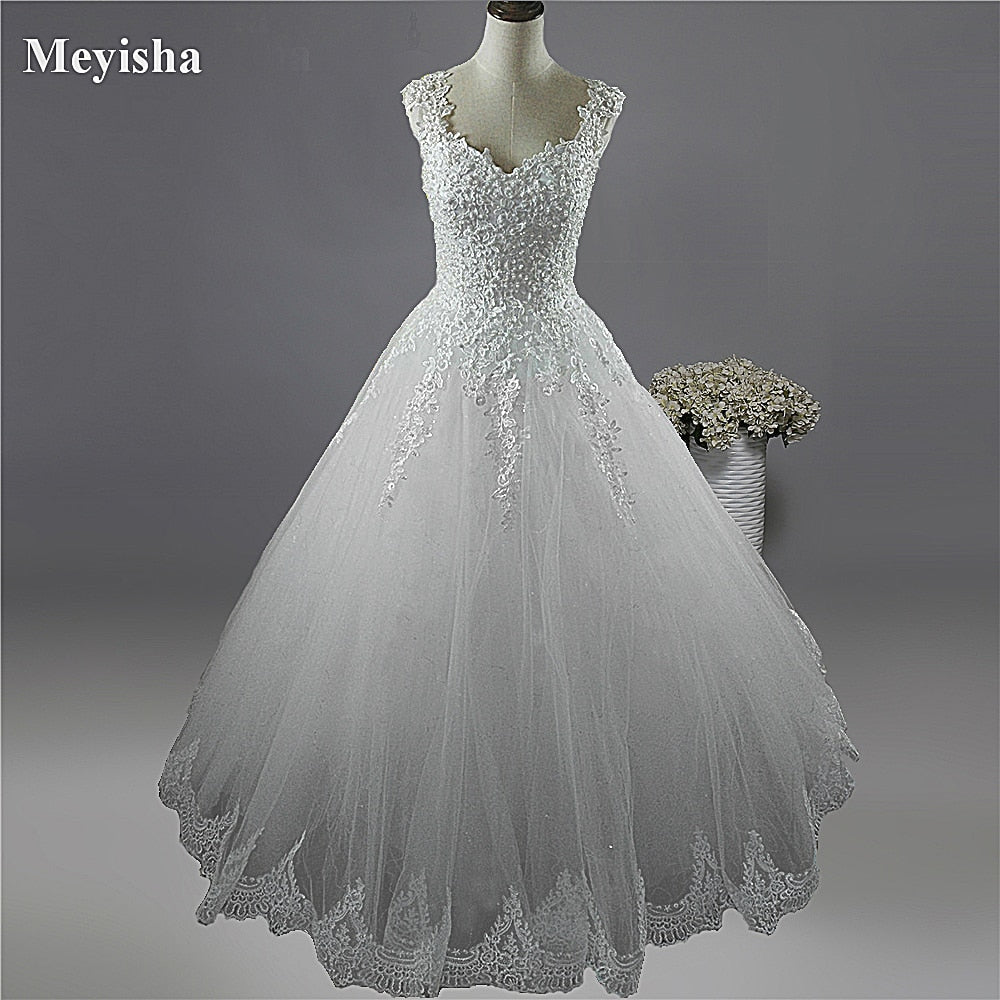 ZJ9076-C White Ivory pearls Wedding Dresses with lace bottom for brides dress plus size 2-26W