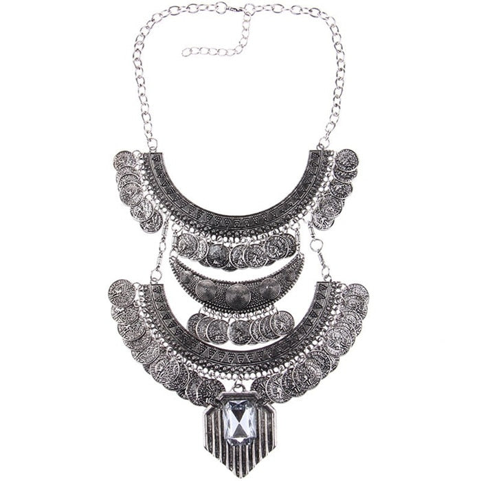 Ztech Boho Antique Coin Necklace for Women African Statement Tibetan Long Tassel Necklaces & Pendant Bohemian Maxi Jewelry Women
