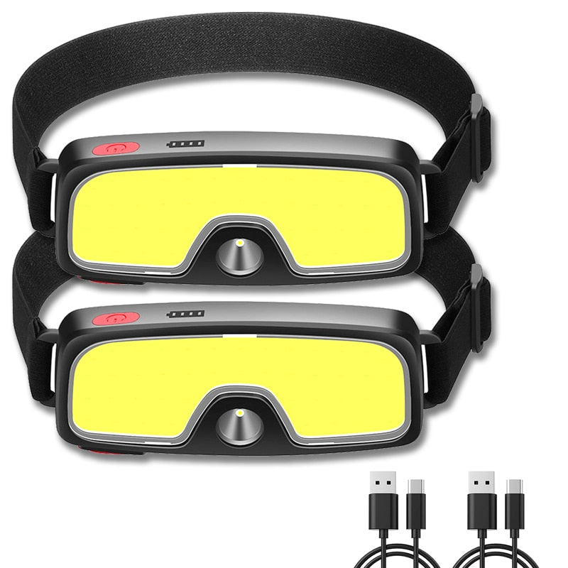 New Trend Cob Headlights Built-in 1200mah Battery USB Rechargeable Head Lamp