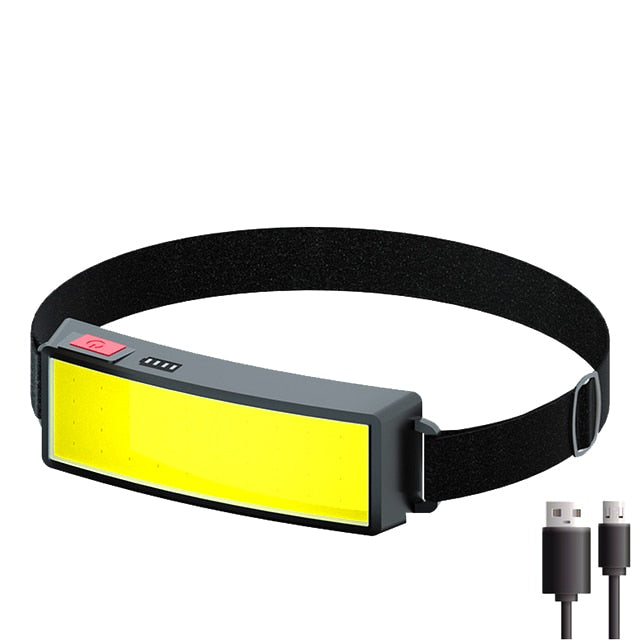 New Trend Cob Headlights Built-in 1200mah Battery USB Rechargeable Head Lamp