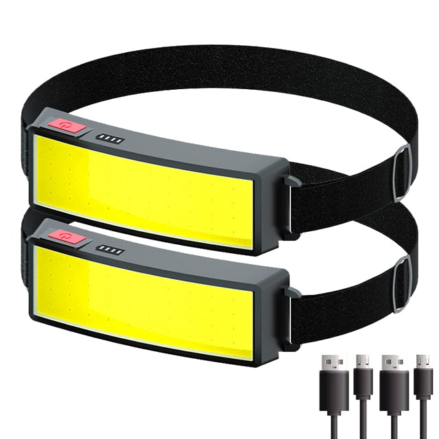 New Trend Cob Headlights Built-in 1200mah Battery USB Rechargeable Head Lamp