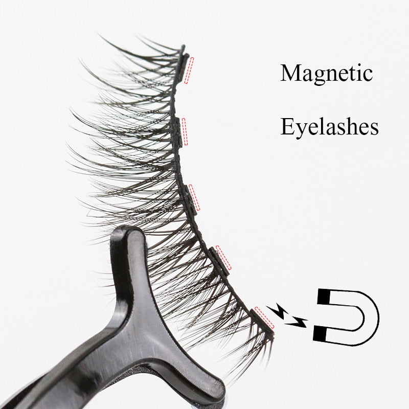 5 Pairs/Set Magnetic Eyelashes False Lashes Repeated Use Eyelashes Waterproof Liquid Eyeliner With Tweezer Makeup Set
