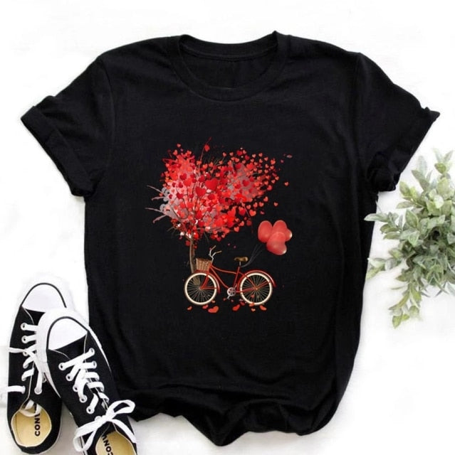 ZOGANKIN Womens Black T-Shirt Summer New Fashion Leopard High Heel Short Sleeve Print Clothes Ladies Graphic Tops Female Clothes