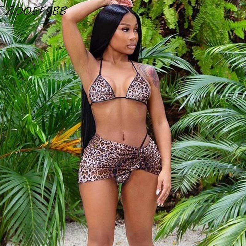 ZOOEFFBB Aesthetic Trendy Bikini Swimsuit 3 Piece Set Vacation Outfits Matching Sets for Women Sexy Summer Clothes Bathing Suit