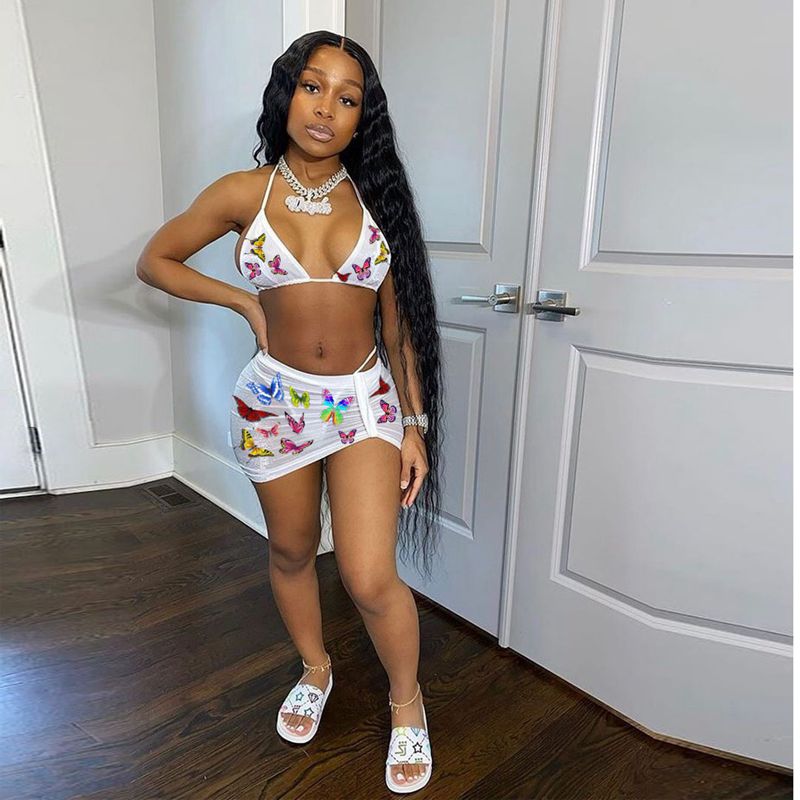 ZOOEFFBB Aesthetic Trendy Bikini Swimsuit 3 Piece Set Vacation Outfits Matching Sets for Women Sexy Summer Clothes Bathing Suit