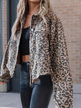 Load image into Gallery viewer, Asymmetrical Hem Collared Neck Leopard Jacket
