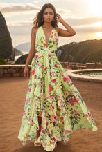 Load image into Gallery viewer, Backless Printed Plunge Sleeveless Dress
