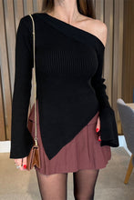 Load image into Gallery viewer, Asymmetric Hem Single Shoulder Sweater
