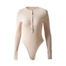 Load image into Gallery viewer, Black Apricot White Base Shirt Long Sleeve Skinny Bodysuits
