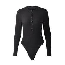 Load image into Gallery viewer, Black Apricot White Base Shirt Long Sleeve Skinny Bodysuits
