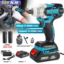 Load image into Gallery viewer, 520N.m Cordless Electric Impact Wrench Brushless Electric Wrench Hand Drill Socket Power Tool For Makita 388V Battery
