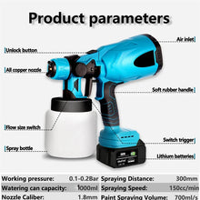 Load image into Gallery viewer, 1000ML Electric Spray Gun High Power Cordless Paint Sprayer HVLP Auto Furniture Steel Coating Airbrush For Makita 18V Battery
