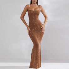 Load image into Gallery viewer, Boozrey Sexy Diamonds Fishtail Maxi Dress Mesh See-Through
