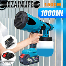 Load image into Gallery viewer, 1000ML Electric Spray Gun High Power Cordless Paint Sprayer HVLP Auto Furniture Steel Coating Airbrush For Makita 18V Battery
