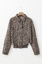 Load image into Gallery viewer, Asymmetrical Hem Collared Neck Leopard Jacket
