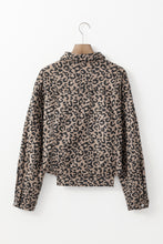 Load image into Gallery viewer, Asymmetrical Hem Collared Neck Leopard Jacket
