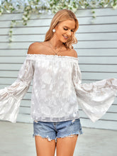 Load image into Gallery viewer, Applique Flounce Sleeve Off-Shoulder Blouse
