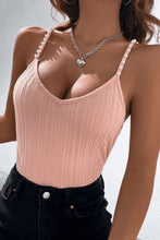 Load image into Gallery viewer, Beads Detail Spaghetti Straps Cable-Knit Cami
