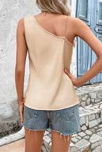 Load image into Gallery viewer, Asymmetrical Neck Slit Satin Tank
