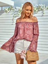 Load image into Gallery viewer, Applique Flounce Sleeve Off-Shoulder Blouse
