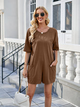 Load image into Gallery viewer, Backless Pocketed Round Neck Half Sleeve Romper
