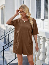 Load image into Gallery viewer, Backless Pocketed Round Neck Half Sleeve Romper
