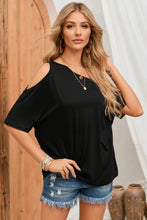 Load image into Gallery viewer, Asymmetrical Neck Cold-Shoulder Half Sleeve Blouse
