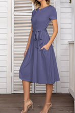 Load image into Gallery viewer, Belted Tee Dress With Pockets
