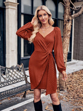 Load image into Gallery viewer, Asymmetrical Surplice Puff Sleeve Mini Dress
