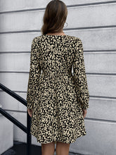 Load image into Gallery viewer, Animal Print Buttoned V-Neck Long Sleeve Dress
