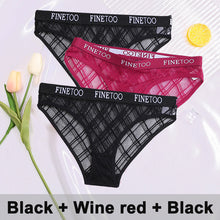 Load image into Gallery viewer, 3PCS Sexy Mesh Women Panties Lace Lingerie Temptation Low-waist Panties Transparent Hollow Out Briefs Women&#39;s Underwear M-XXL
