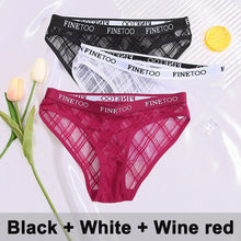 Load image into Gallery viewer, 3PCS Sexy Mesh Women Panties Lace Lingerie Temptation Low-waist Panties Transparent Hollow Out Briefs Women&#39;s Underwear M-XXL
