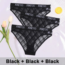 Load image into Gallery viewer, 3PCS Sexy Mesh Women Panties Lace Lingerie Temptation Low-waist Panties Transparent Hollow Out Briefs Women&#39;s Underwear M-XXL
