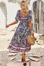 Load image into Gallery viewer, Bohemian Square Neck Short Sleeve Midi Dress
