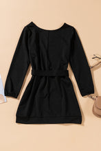 Load image into Gallery viewer, Boat Neck Belted Long Sleeve Dress
