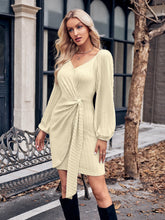 Load image into Gallery viewer, Asymmetrical Surplice Puff Sleeve Mini Dress
