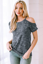 Load image into Gallery viewer, Acid Wash Cold-Shoulder T-Shirt
