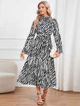 Load image into Gallery viewer, Animal Print Tie Front Ruffle Trim Dress
