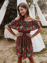 Load image into Gallery viewer, Bohemian Print Off-Shoulder Strapless Knee Length Dress
