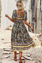 Load image into Gallery viewer, Bohemian Square Neck Short Sleeve Midi Dress
