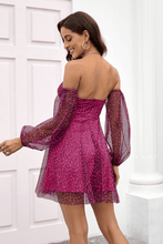 Load image into Gallery viewer, Animal Print Off-Shoulder Sweetheart Neck Mesh Dress
