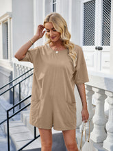 Load image into Gallery viewer, Backless Pocketed Round Neck Half Sleeve Romper
