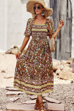 Load image into Gallery viewer, Bohemian Square Neck Short Sleeve Midi Dress
