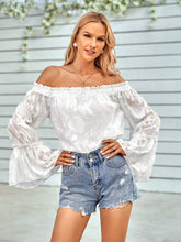 Load image into Gallery viewer, Applique Flounce Sleeve Off-Shoulder Blouse
