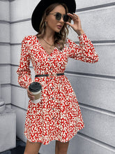 Load image into Gallery viewer, Animal Print Buttoned V-Neck Long Sleeve Dress
