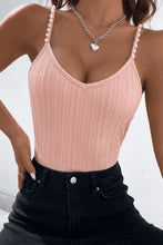 Load image into Gallery viewer, Beads Detail Spaghetti Straps Cable-Knit Cami
