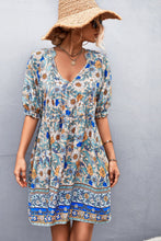 Load image into Gallery viewer, Bohemian Notched Half Sleeve Mini Dress
