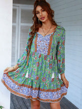 Load image into Gallery viewer, Bohemian Tassel Tie Tiered Dress
