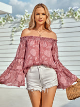 Load image into Gallery viewer, Applique Flounce Sleeve Off-Shoulder Blouse
