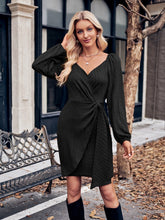 Load image into Gallery viewer, Asymmetrical Surplice Puff Sleeve Mini Dress
